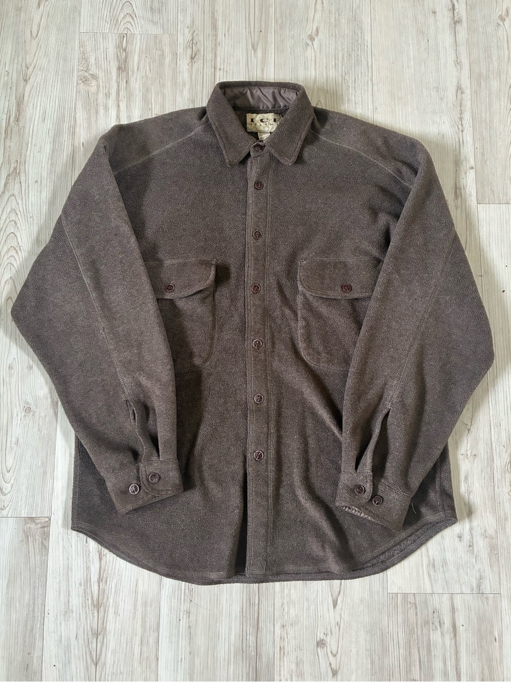 Vintage Ice Island Cotton Fleece Button-Up